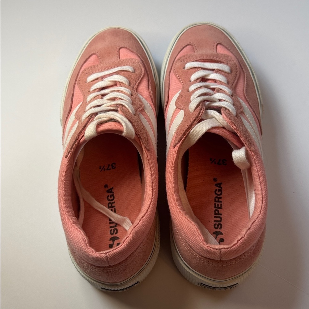 Superga 2790 Pink Platform Sneakers Sz 37.5 | Canvas Gum Sole | Y2K Aesthetic - Picture 2 of 5